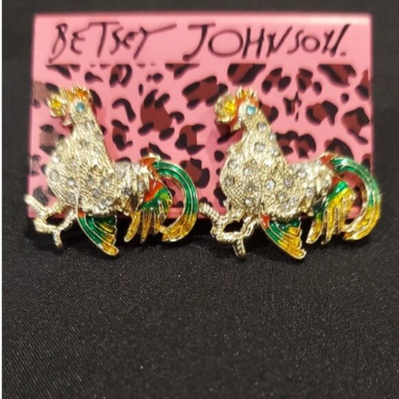 Betsey Johnson Multicolor Rooster Earrings - Picture 2 of 4
